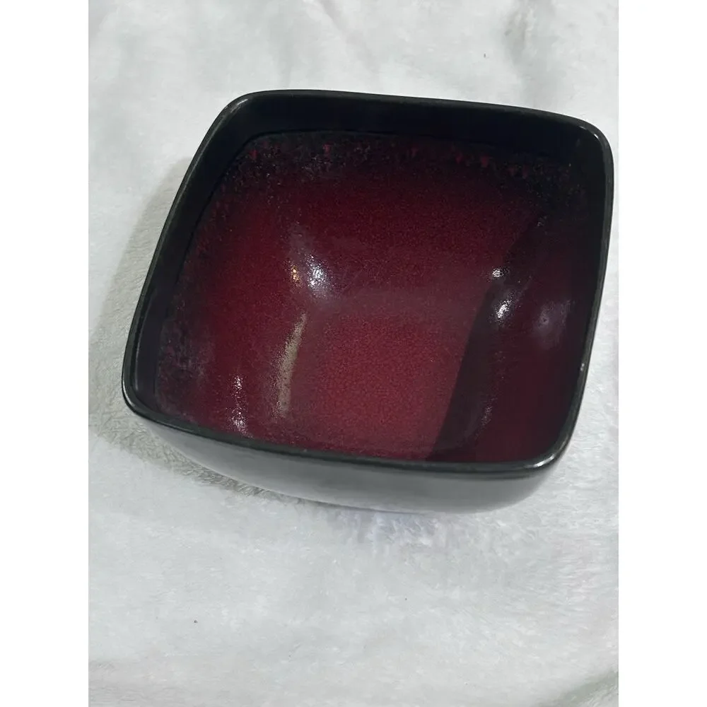 222 Fifth Ravi Genuine Stoneware Single Bowl Red Black Cereal Soup
